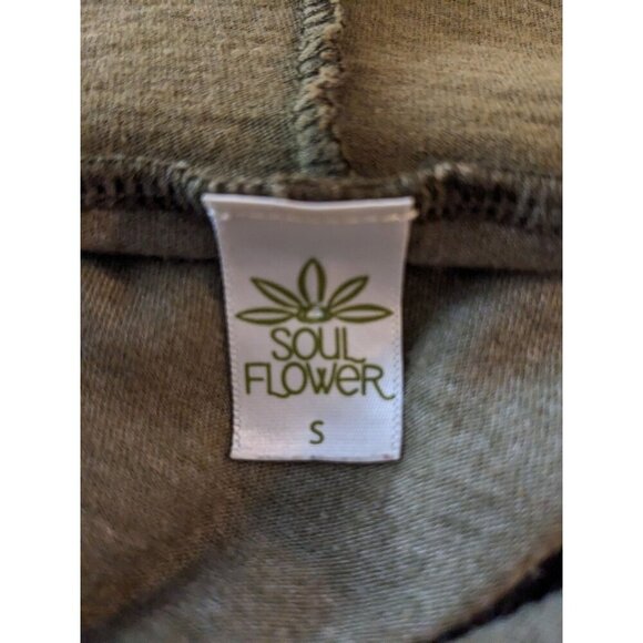 Soul Flower Womens S Olive Green Open Cardigan Hooded Eco Friendly Sustainable - Picture 5 of 6
